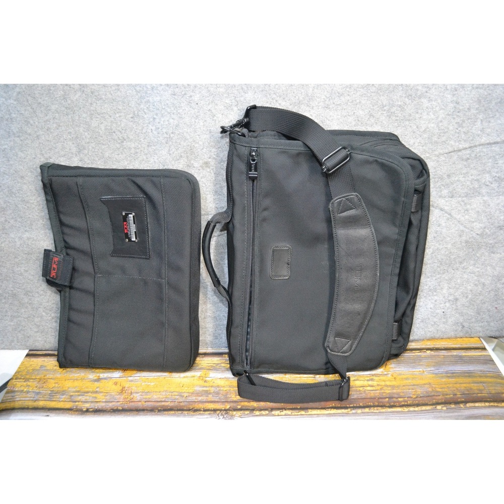 Tumi Black Laptop Briefcase Ballistic Nylon Travel Work Messenger Bag Strap